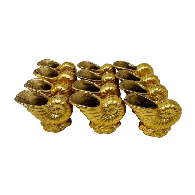 1990s Hollywood Regency Gilt Nautilus Shell Card Holders by the Bombay Co. - 12 Pieces For Sale - Image 13 of 13