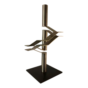Israel Hadany, Large Stainless Steel Abstract Israeli Sculpture 'Three Tubes' Maquette, 1979