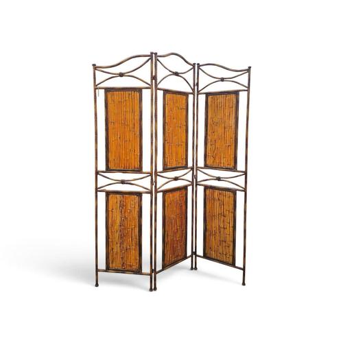Faux Bamboo and Metal Room Divider with Bamboo Panels, 1980s For Sale - Image 9 of 11