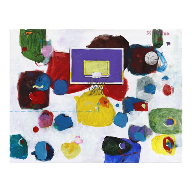 Nba R - Original Colorful Basketball Pop Art Oil Painting on Canvas For Sale