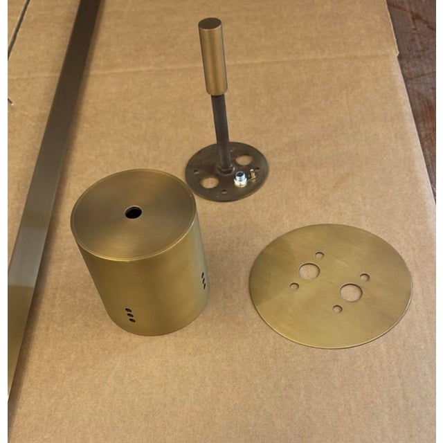Vintage Angelo Lelli Style Italian Brass and Opaline Pendant Light For Sale - Image 12 of 12