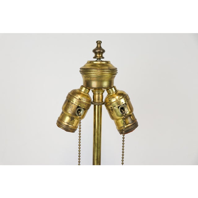 Blue and White Mid Century Studio Pottery Table Lamp With Sailing Motif and Dual Pull Chain Lights For Sale - Image 9 of 12