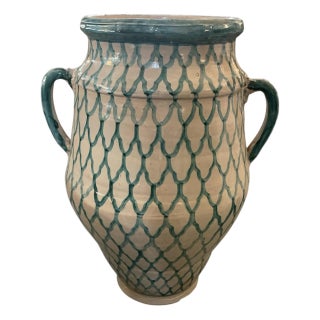 Hand-Painted Moroccan Fes Ceramic Urn For Sale