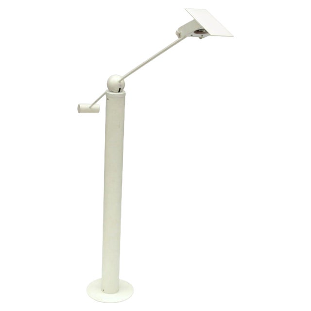 White Floor Lamp from Swiss Baltensweiler, 1960s For Sale