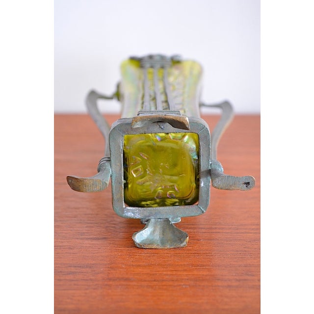 Metal Art Nouveau Glass Vase with Bronze Holder attributed to Johann Lötz Witwe, 1890s For Sale - Image 7 of 12