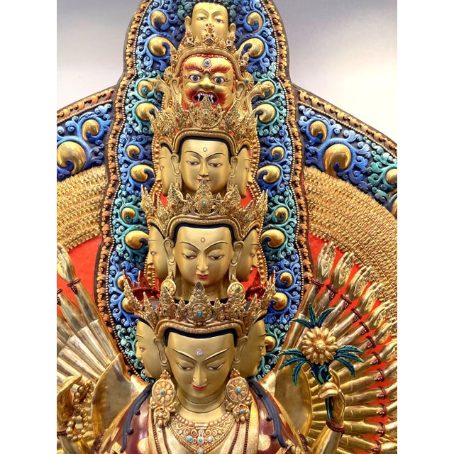 Metal Monumental 88-Inch 24k Gilt Copper Thousand-Armed Avalokiteshvara, Nepal, 1980 For Sale - Image 7 of 17