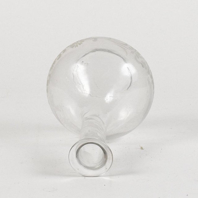 Glass Bottle Cruet with Engraved Floral Decoration, 1920s For Sale - Image 8 of 9