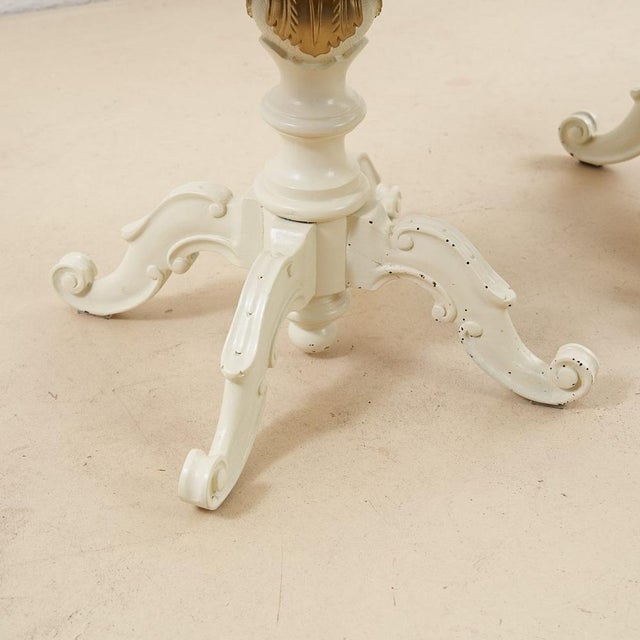 White Lacquered Wooden Tables with Golden Details, Set of 2 For Sale - Image 3 of 9