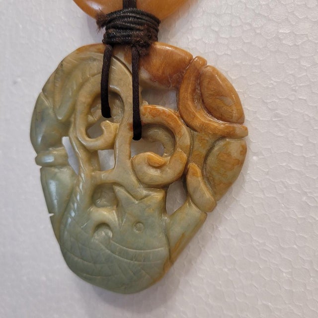 Chinese Jade, Agate and Silk Necklace For Sale - Image 12 of 18