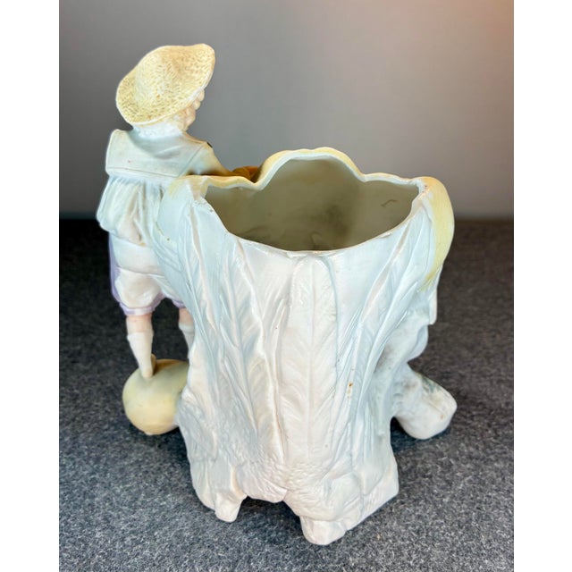 Antique Bisque Hand Painted Figural Planter For Sale - Image 4 of 8