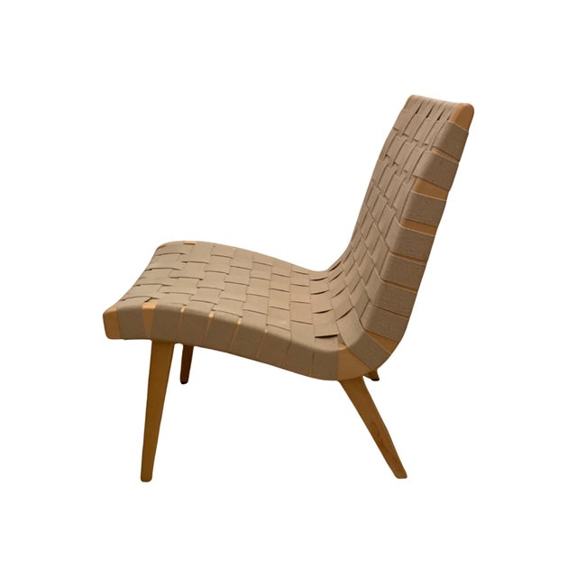 Mid-Century Modern Lounge Chair with Flax Webbing and Clear Maple Finish by Jens Risom for Knoll Inc. For Sale - Image 3 of 13