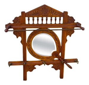 Late 19th Century American Aesthetic Hanging Mirrored Hall Rack