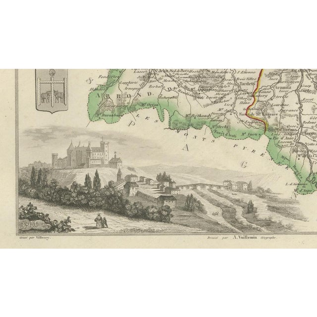 Paper Antique Map of Basses-Pyrénées by Vuillemin, France, 1850 For Sale - Image 7 of 10