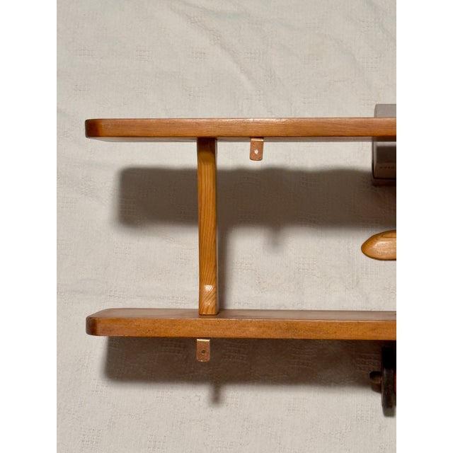 1990s Hand Crafted Wooden 2 Tier BiPlane Wall Shelf With Brackets For Sale - Image 12 of 17