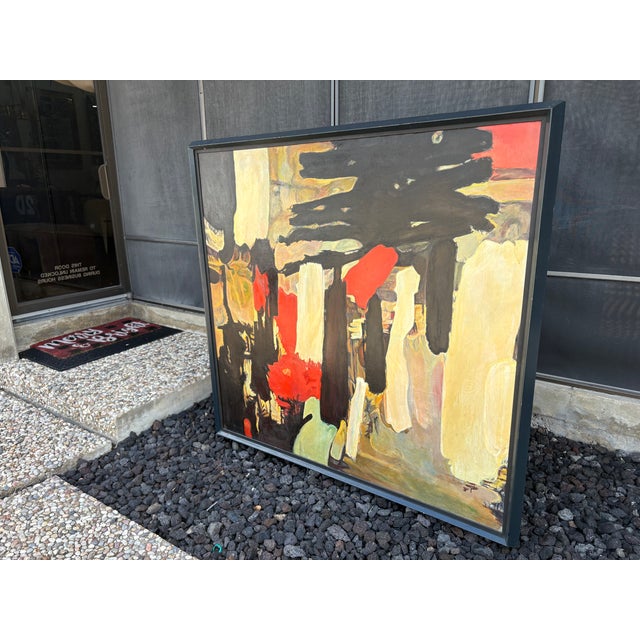 1950s Abstract Modern Framed Oil Painting on Canvas For Sale In Houston - Image 6 of 16
