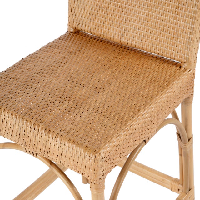 Serienna 24.5 in. Seat Height Rectangular Rattan Low Back Counter Stool, Natural Rattan For Sale In Chicago - Image 6 of 10