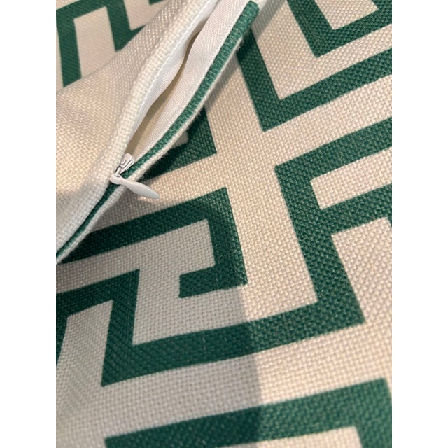Textile Custom Green and White Ming Trail Decorative Linen Throw Pillow Cover For Sale - Image 7 of 7