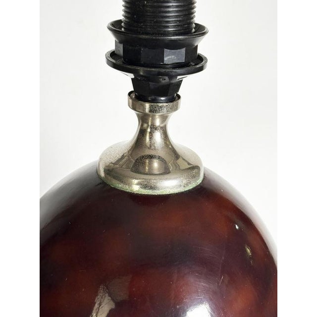 Burgundy-Colored Lamp with Brass Accents, France, 1970 For Sale - Image 13 of 16