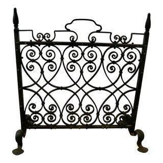 Gothic Wrought Iron Fire Screen For Sale
