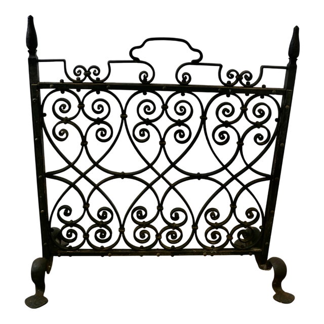 Gothic Wrought Iron Fire Screen For Sale