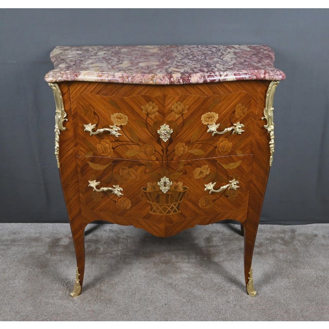 Small Louis XV Style Marquetry Commode, 1900s For Sale - Image 14 of 18