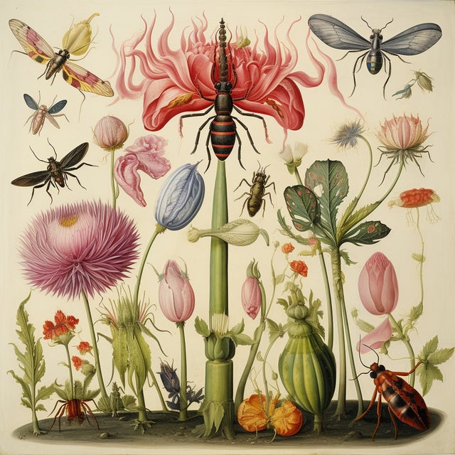 French Country Insects and Flowers – Natural History Fine Art Print For Sale - Image 3 of 4
