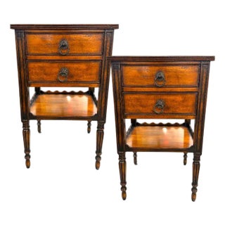 Pair of Theodore Alexander Two-Drawer Nightstands For Sale
