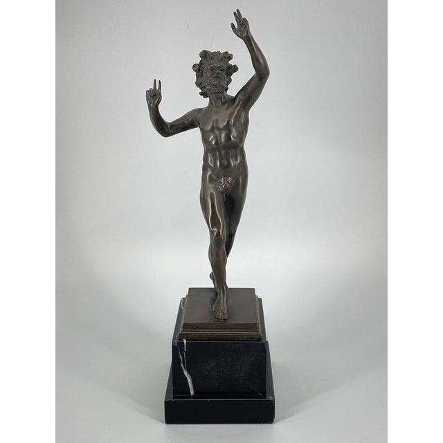 Fauno Danzante of Pompeii, Bronze on a Marble Base, Signed For Sale - Image 11 of 15