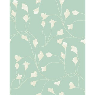 Sample - Wild Iris Wallpaper by Susan Hable in Green For Sale