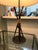 Large Vintage Cast Iron Arrow Lamp With Leather/Paper Shade RARE! 32in Excellent condition fully working Original cord...