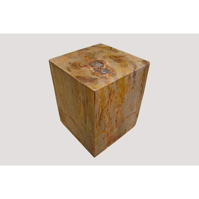 Andrianna Shamaris Petrified Wood Side Table with Cracked Resin For Sale - Image 9 of 18