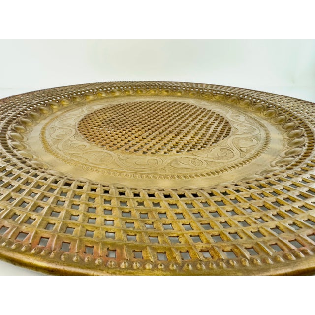 Vintage Large Pierced Brass Decorative Wall Tray For Sale In Little Rock - Image 6 of 11
