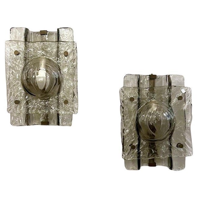 Smoked Murano Glass Sconces, 1960s, Set of 2 For Sale - Image 8 of 8