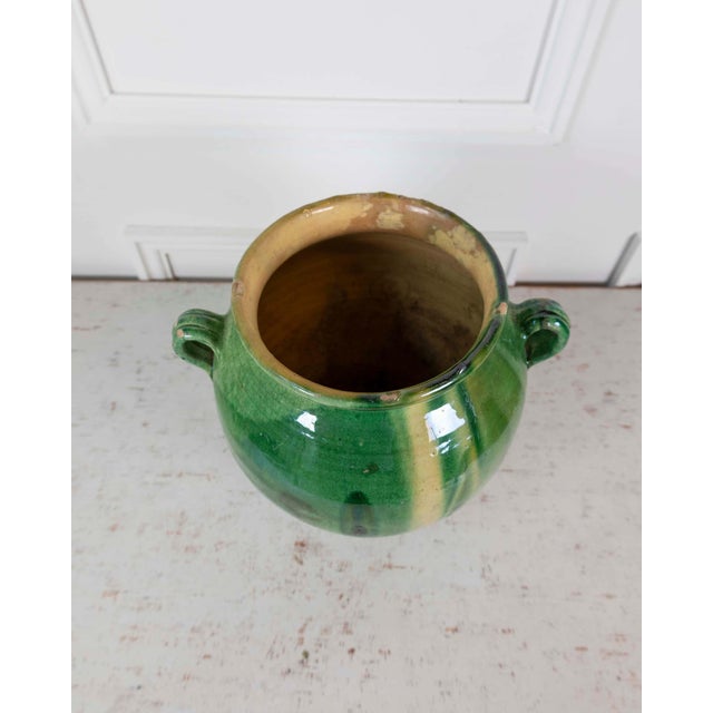 French French 19th Century Green and Yellow Splash-Glaze Confit Pot For Sale - Image 3 of 9