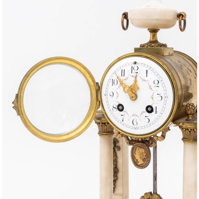 Louis XVI Style Marble and Bronze Clock and Candelabra Set, Late 19th Century For Sale - Image 9 of 18