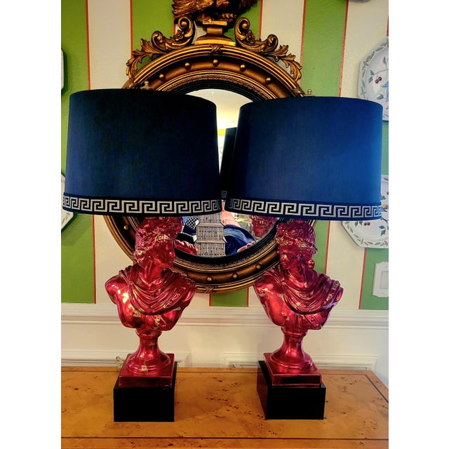 A completely customized pair, tall dramatic Greek Goddess table lamps in the manner of Tony Duquette. If you want a...
