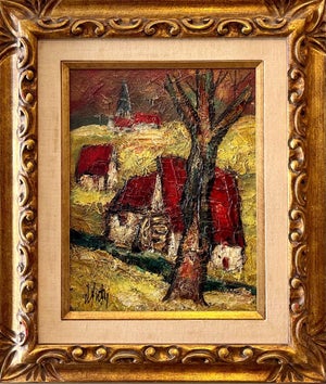 Henri d'Anty, French Modernist Oil Painting Expressionist Village Farm Landscape Ecole Paris