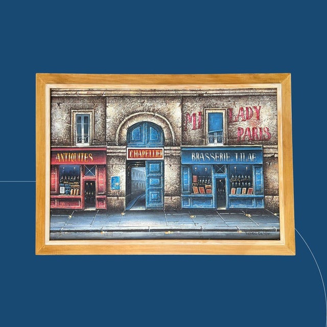 Eugene Galien-Laloue Paris Storefronts Original Oil Painting, Vintage Wood Frame For Sale - Image 4 of 16