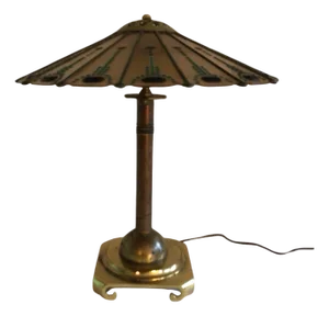 1950s Brass Table Lamp With Brass and Glass Shade