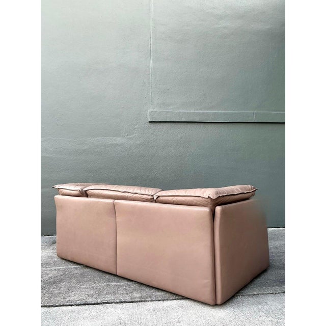 Tan Vintage Italian Sapporitti Leather Sofa For Sale - Image 8 of 9