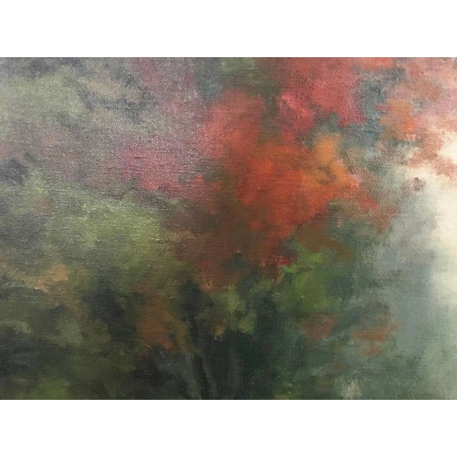 Beautiful, serene painting of a fall Texas road landscape by Henri Gadbois in a gold frame with light color mat. Artist...