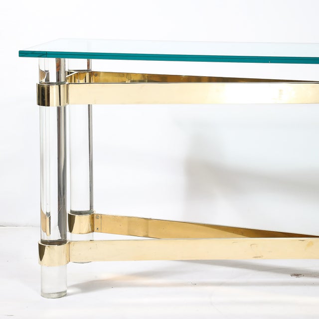 Mid-Century X Form Polished Brass & Lucite Console Table by Karl Springer For Sale - Image 14 of 14