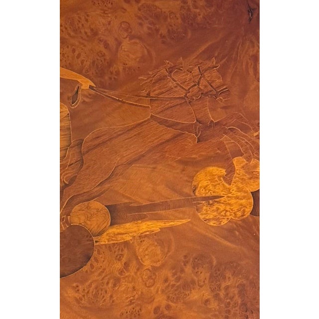 Brown Italian Burlwood Marquetry Center Table With Custom Glass Top For Sale - Image 8 of 18