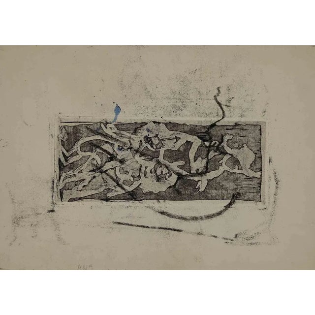 Portrait is an original Charcoal and Watercolour realized by Mino Maccari in mid-20th century. Good condition on a white...