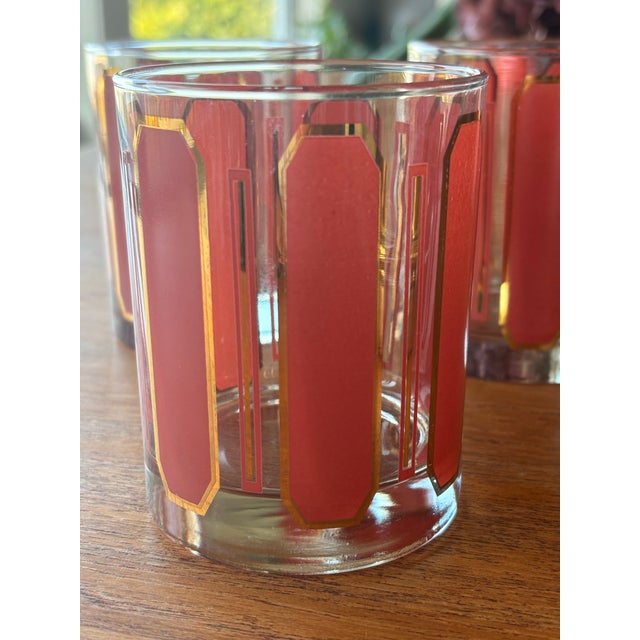1970s Vintage Georges Briard 22k Paneled Low Ball Glass Set of 4 For Sale - Image 5 of 10