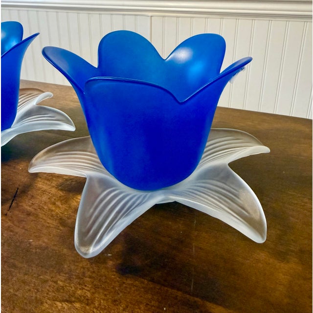 Late 20th Century Blue Tulip Glow Candle Holders For Sale - Image 6 of 12