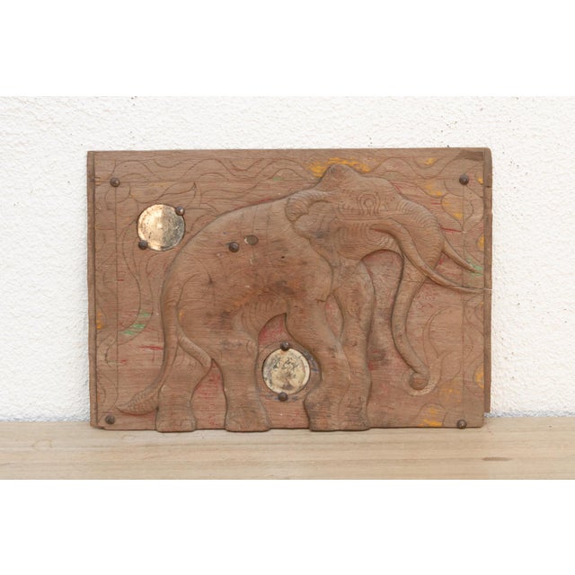 Asian Distressed & Mirrored Thai Elephant Carving For Sale - Image 3 of 9