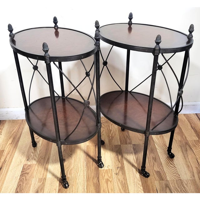 Mid-Century Modern Pair of Vintage Oval Gueridon Theodore Alexander Side End Tables For Sale - Image 3 of 17