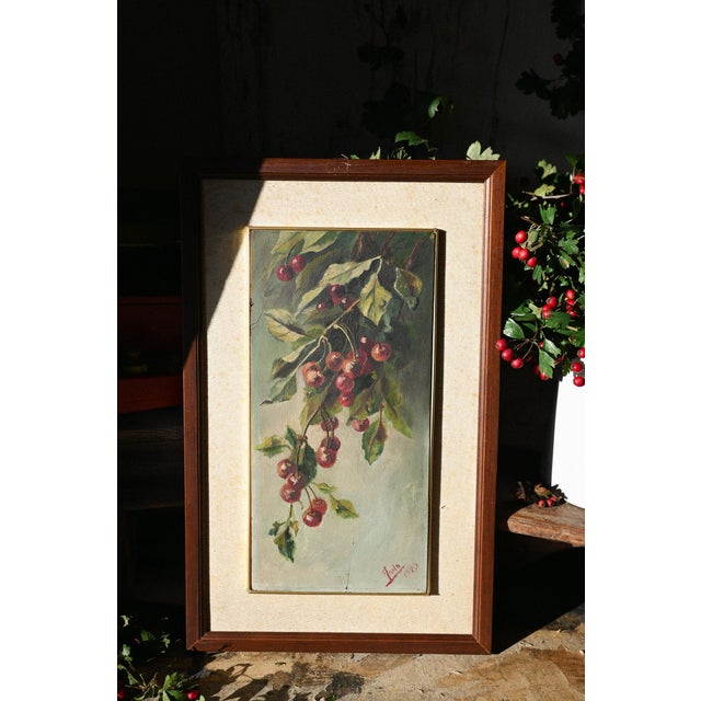 Anita, Still Life Cherries and Plums, 1920, Oil on Panel For Sale - Image 4 of 18