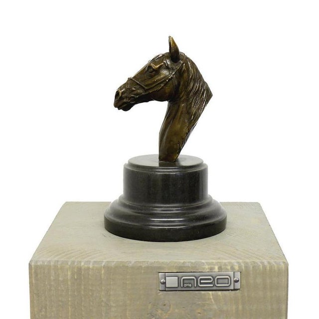 Art Deco Dark Bronze Horse Head Sculpture For Sale - Image 3 of 6